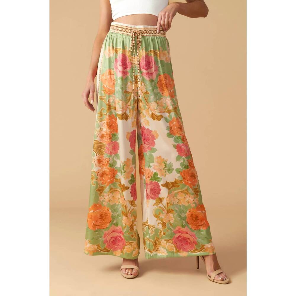 NEW BNS boho bloom wide-leg pants in sage multi